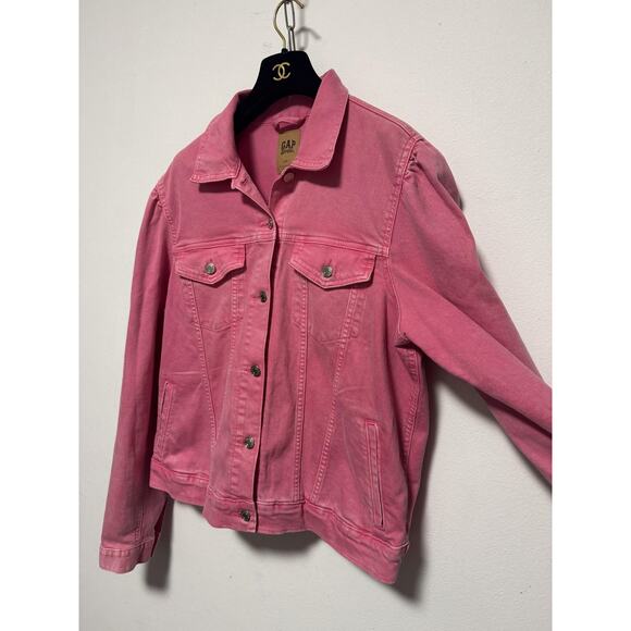 GAP Barbie Jacket Womens 2XL Tall Denim Trucker Collab 2023 Puff Sleeve Button - Picture 5 of 9